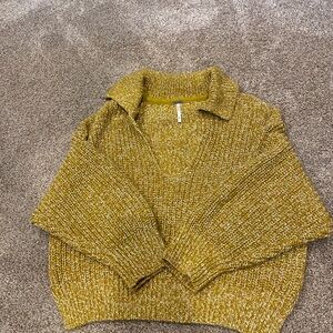 Free People Mustard Knit Sweater